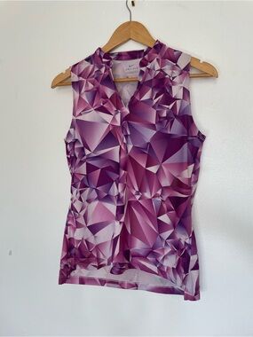 Nike Dri-Fit Purple Geometric Sleeveless Golf Polo Size Small P